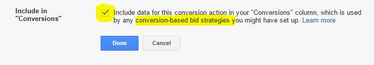 Include in Conversions AdWords