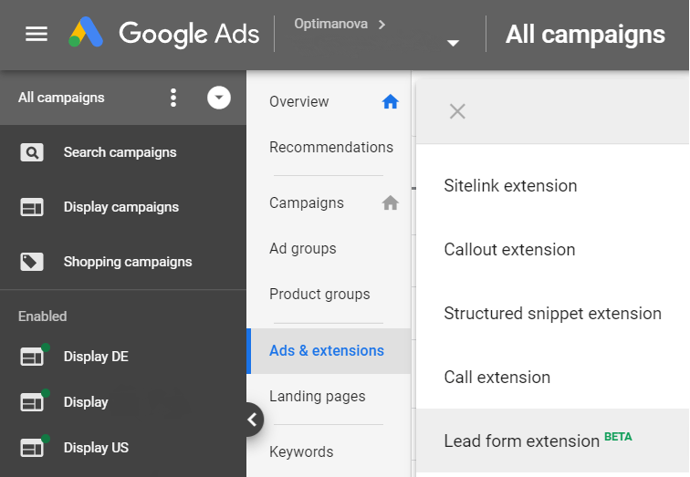 Google Ads - Lead Form Extension